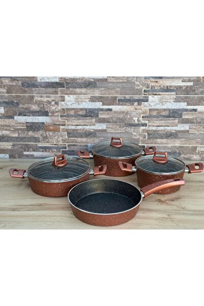 Mehtap Orkide 7 parça Granit Tencere Seti(rosegold)