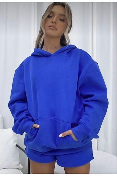 BYMEER Обикновен суичър с качулка Saks Blue