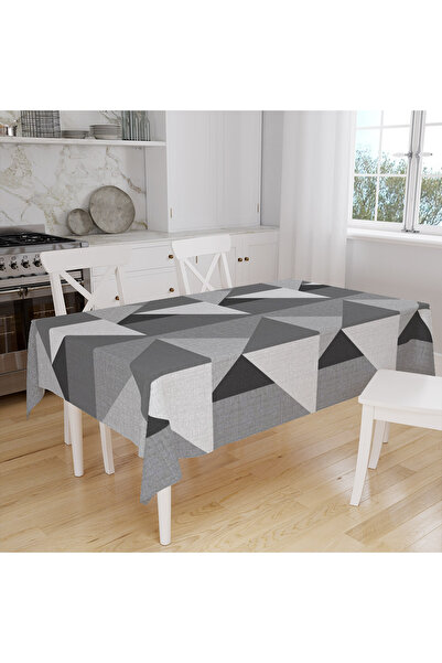 3D ELSE HALI Pembe Geometrik Desenli Dijital Baskılı Leke Tutmaz Dertsiz Kumaş Masa Örtüsü Sofra Bezi