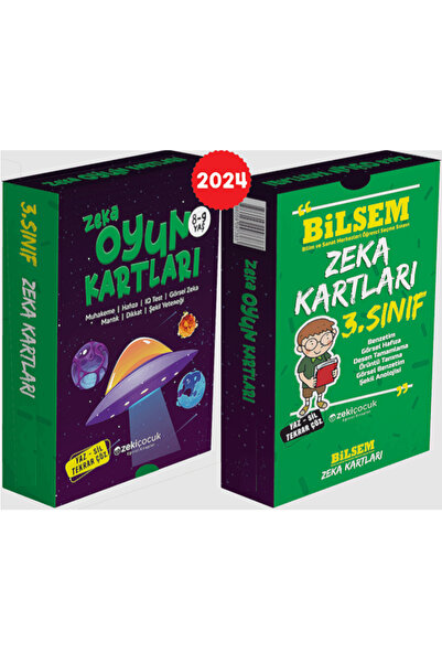 Evrensel İletişim Yayınları 3.Sınıf BİLSEM Zeka Kartları + Zeka Oyun Kartları / 8-9 Yaş / Yaz Sil Tekrar Çöz / IQ Testi Dikkat