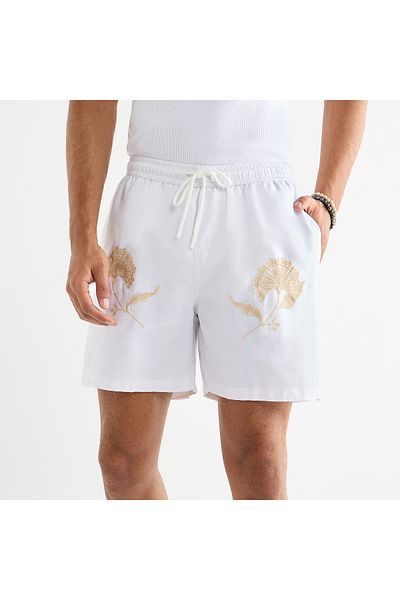 FAV Embroidered Shorts with Drawstring Closure and Pockets