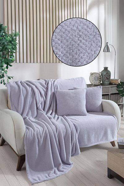 LADYNİL 2 τμχ Γκρι Softy / Wellsoft κάλυμμα καναπέ και κουβέρτα τηλεόρασης - 180x200 45x45 ριχτάρι μαξιλαροθήκη