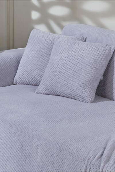 LADYNİL Wellsoft Grey Seat Cover with Covering Sleeves and 180X300 Tv Blanket 2 45X45 Throw Pillowcases