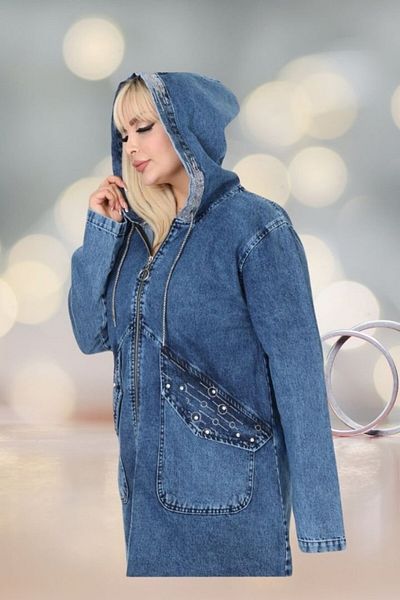 Truva XXL Plus Size Hooded Denim Coat