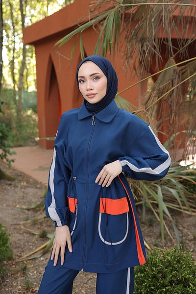 Ryzi Moda Σετ Φούτερ Hijab με φερμουάρ - Σετ των δύο