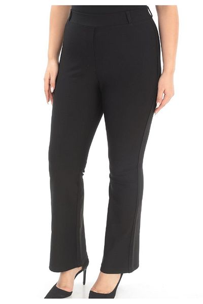 AKŞEN GİYİM Plus Size High Waist Recovery Two Size Look Thin Punto Fabric Flared Leg Pants