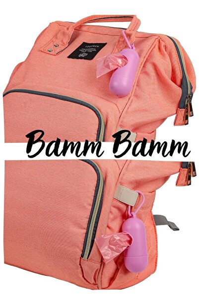 Poşet Dünyası Kirli Bebek Bezi Çöp Poşeti Çanta Boy Pembe Taşıma Çantası Ve 3 Rulo (45 POŞET)