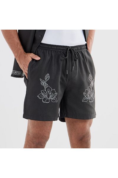 FAV Floral Printed Flexi Waist Shorts with Pockets and Drawstring Closure