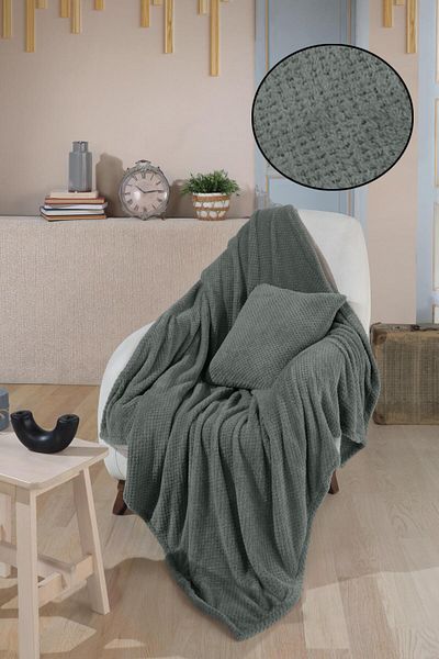 LADYNİL غطاء وسادة Wellsoft مقاس 140x140 - كرسي بذراعين وغطاء مقعد فردي، بطانية تلفزيون قطعة واحدة