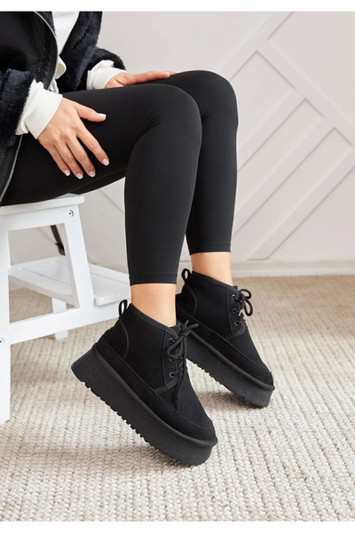 MODVALU Elite Içi Yünlü Kalın Tabanlı Bağcıklı Bot