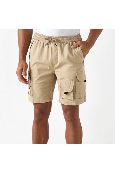ECKO Unltd Textured Flexi Waist Shorts with Cargo Pockets and Drawstring Closure