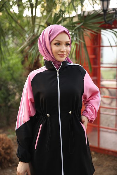 Ryzi Moda Σετ Φούτερ Hijab με φερμουάρ - Σετ των δύο