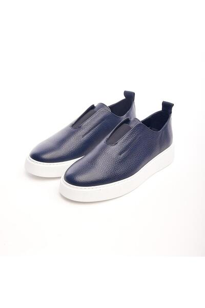 derinet Hakiki Deri Lastik Bağcıklı Erkek Sneaker