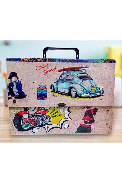 izmir yazici servis Cute Cars Box with Handle Folder Kindergarten Kindergarten