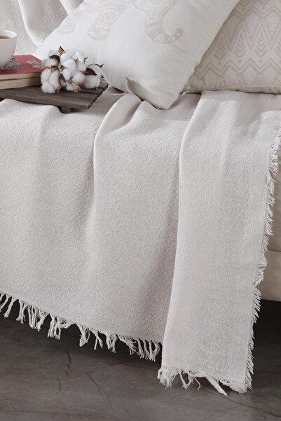 LADYNİL 170x210 Zikzak Ekru Koltuk Örtüsü