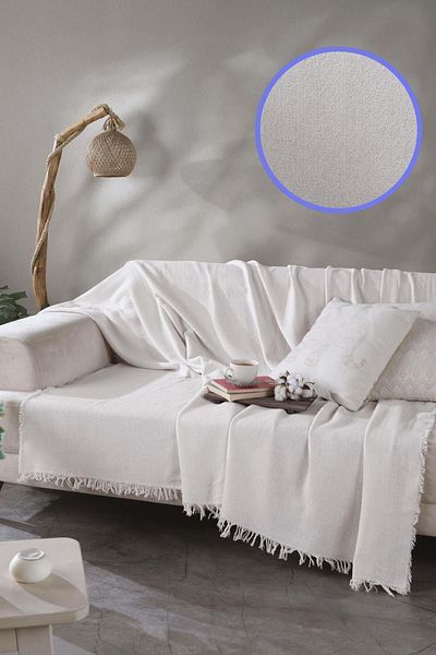 LADYNİL Κάλυμμα καναπέ εκρού ζιγκ-ζαγκ - 170x210
