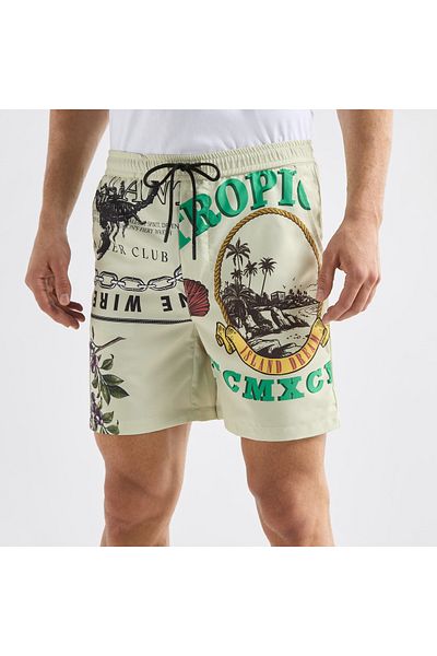 FAV Palm Tree Print Shorts with Drawstring Closure and Pockets
