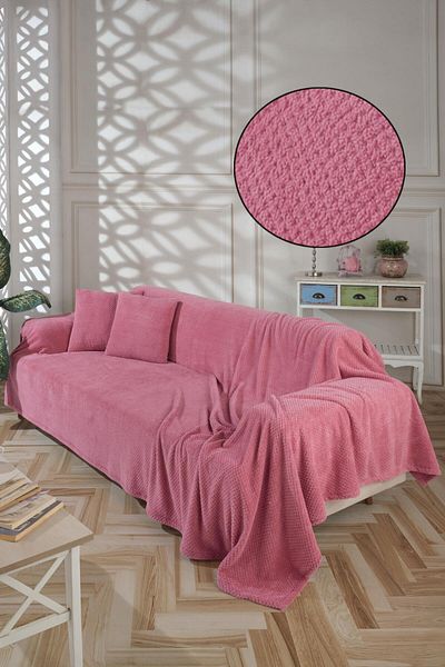 LADYNİL Κάλυμμα καναπέ Wellsoft 180x300 - Καλυμμένα μπράτσα και κουβέρτα τηλεόρασης, 2 τεμάχια 45x45 μαξιλάρι ριχτάρι Dusty Rose