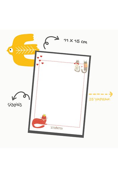 itsybitsy Cat Pattern 11X15 Notepad, Notepad, Memo Pad - Kitty of Queens Series