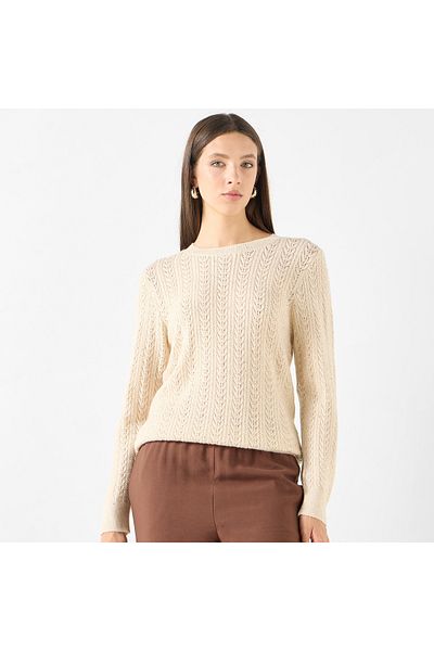 Iconic Textured Sweater with Round Neck and Long Sleeves