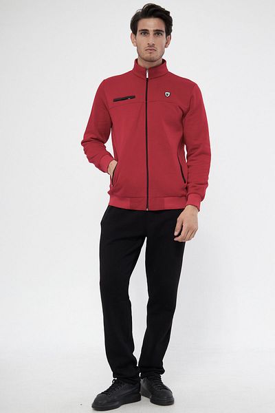 Marco Ferry Men's Red Half Turtleneck Straight Leg 3 Thread Raised Winter Tracksuit Set Edy 201501 K
