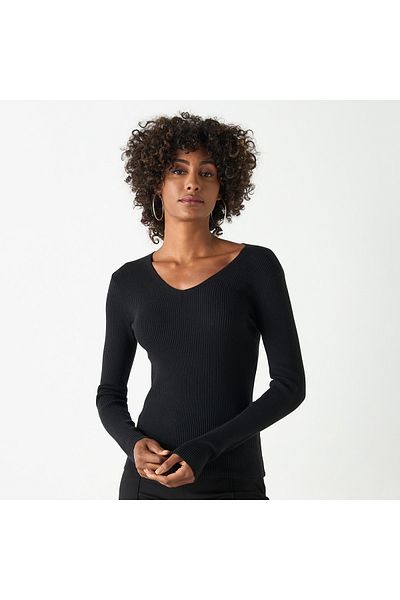 2Xtremz Ribbed V-Neck Sweater with Long Sleeves