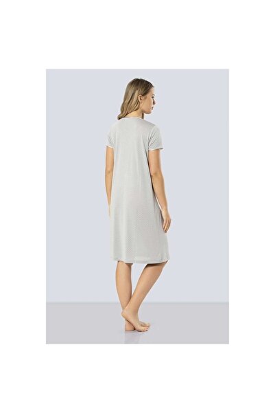 TÜREN 3293 Model Cămașă de noapte cu buline gri