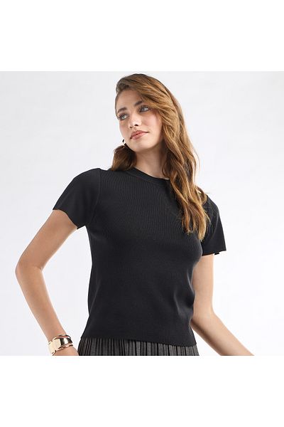 FAV Solid Crew Neck T-shirt with Short Sleeves