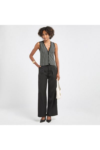 FAV Jersey Striped Top With Front Buttons