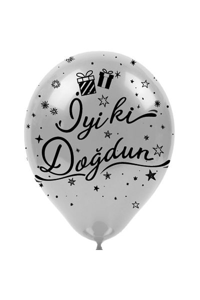 Öz-bal 10 Pcs Happy Birthday Themed Metallic Balloon - Circumference Printed