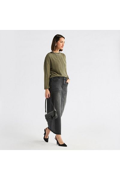 FAV Ribbed High Neck Sweater with Long Sleeves