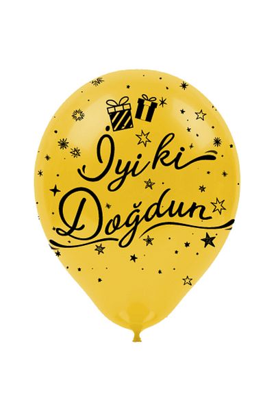 Öz-bal 10 Pcs Happy Birthday Themed Metallic Balloon - Circumference Printed