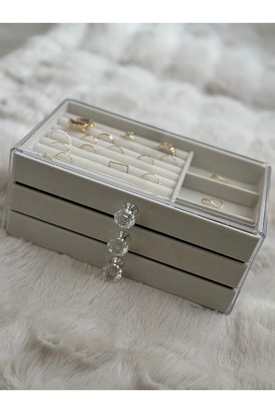 PearleSun Modern 3 Drawer Jewelry Boudoir Jewellery Box Organizer Organizer
