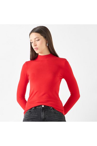 2Xtremz Ribbed Funnel Neck Sweater with Long Sleeves