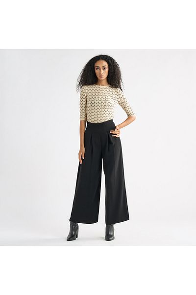 FAV Textured Sweater with Round Neck and 3/4 Sleeves