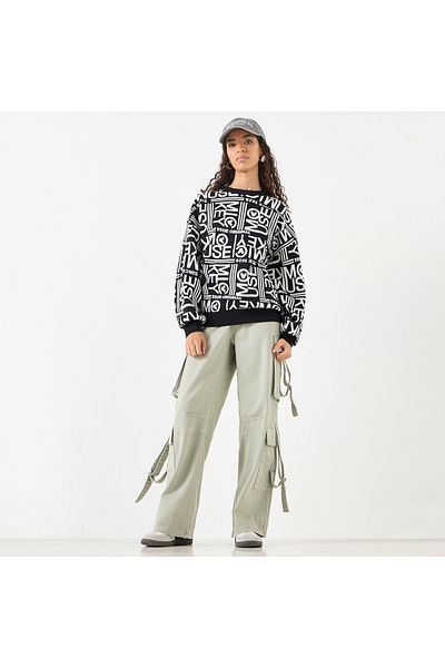 SP Characters All-Over  Detail Sweater with Long Sleeves
