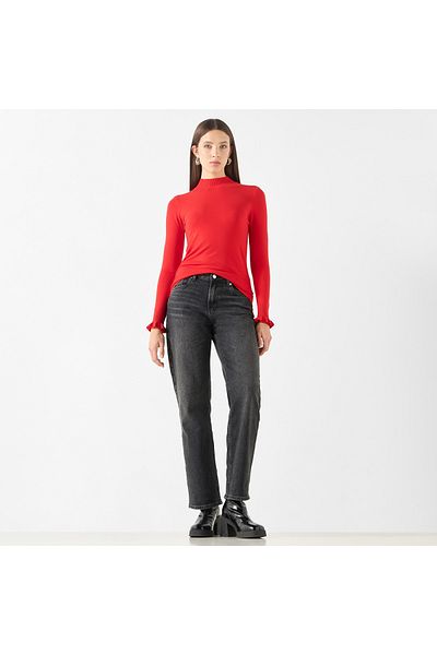 2Xtremz Ribbed Funnel Neck Sweater with Long Sleeves