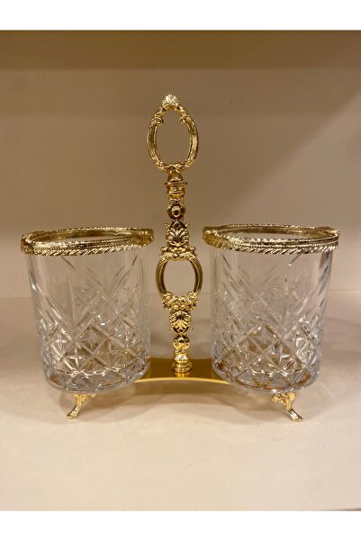 PLUS HOME KAŞIKLIK ALTIN 2'Lİ DÖKÜM PİRİNÇ KESME CAM