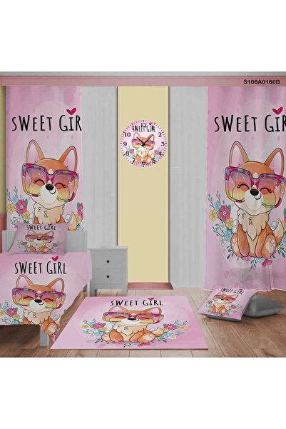 A2ZTR Tatlı Kedi Çocuk Ve Bebek Odası (PERDE,YATAK ÖRTÜSÜ, Halı, DUVAR SAATİ,...