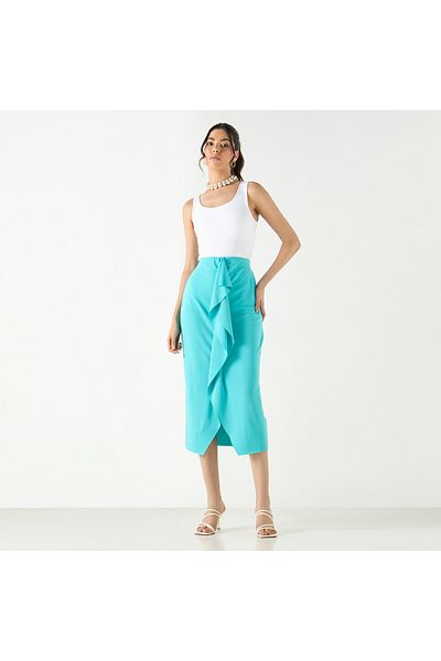 Iconic Solid Skirt with Drape Detail