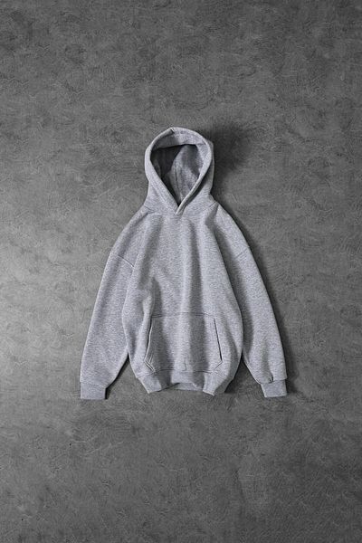 Slatra Ανδρικό γκρι Basic φούτερ με κουκούλα oversize