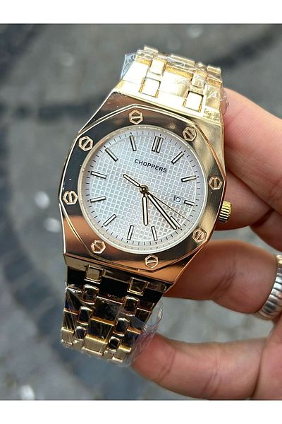 Choppers Elegant Design White Color Dial and Stylish Gold Color Case Choppers Brand Luxury Men's Wrist Watch