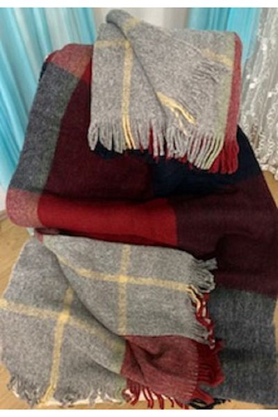 GENÇEV HOME COLLECTİONS Gençev Home &selin& 100% Pure Wool Scotch Blanket Oversize Wool Blanket - 100% Pure Wool - Wool