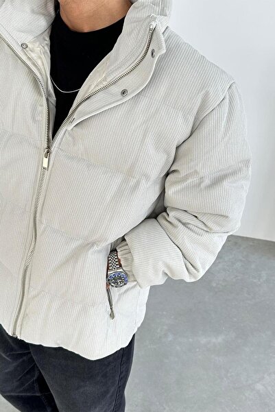 HAFKAGİYİM Gray Corded Snap Detail Inflatable Coat