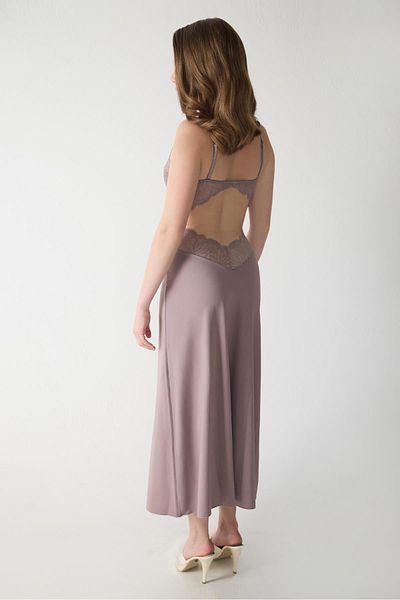Magic Form 74124 Women's Strappy Ruched Jersey Long Nightgown-Zinc