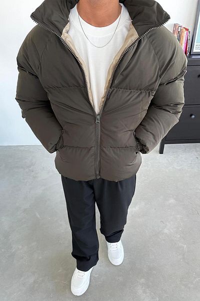 HAFKAGİYİM Χακί Oversize Puffer Puffer Παλτό