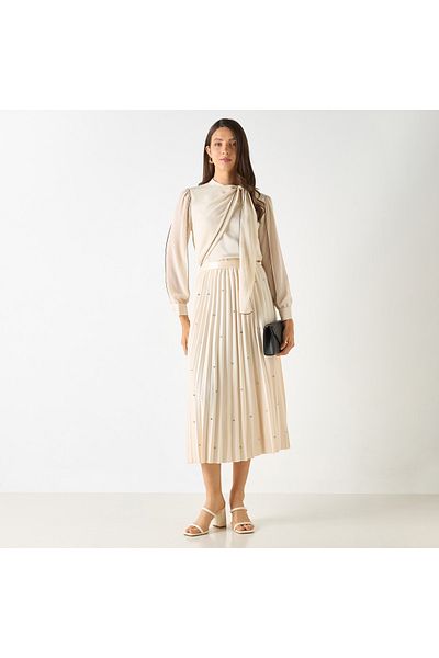 Iconic Pleated Diamonte Studded Skirt