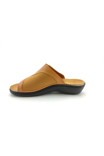 OrtoPlus Kadın Deri Ortopedik Tabanı Çıkan Halluk Valgus Terlik Y1004