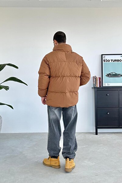 HAFKAGİYİM Brown Design Puffer Jacket with Pockets