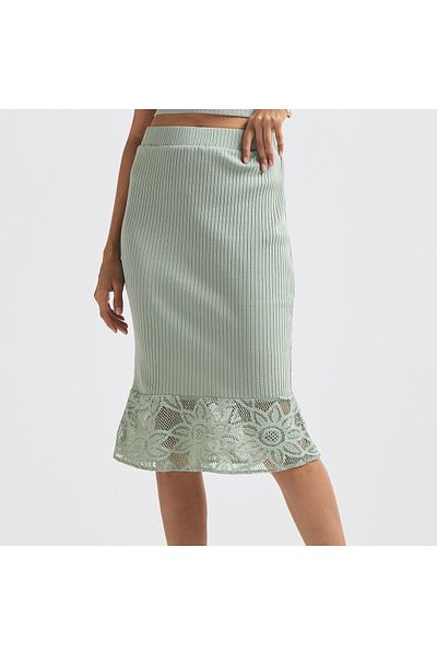 FAV Textured Pencil Skirt with Elasticated Waistband